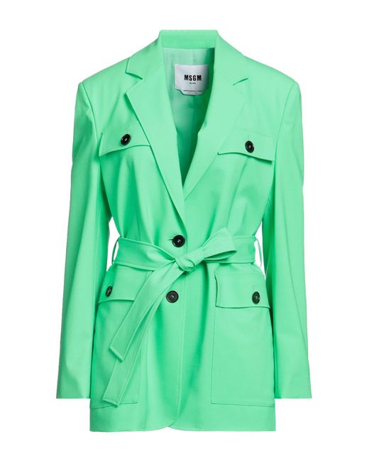 MSGM Green Overcoat & Trench Coat
