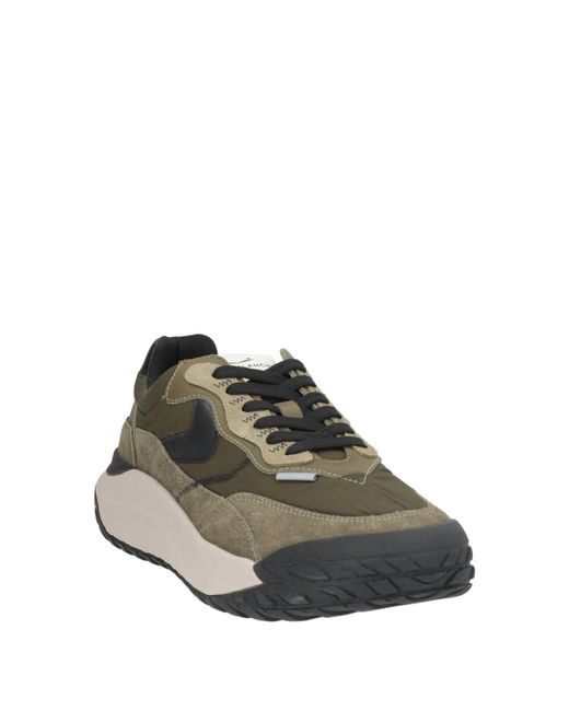 Voile Blanche Green Military Sneakers Leather, Textile Fibers for men