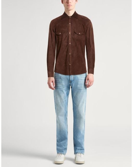 Chemise Tagliatore pour homme en coloris Brown