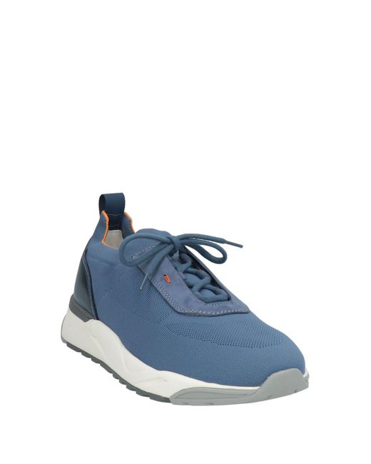 Santoni Blue Slate Sneakers Leather, Textile Fibers for men