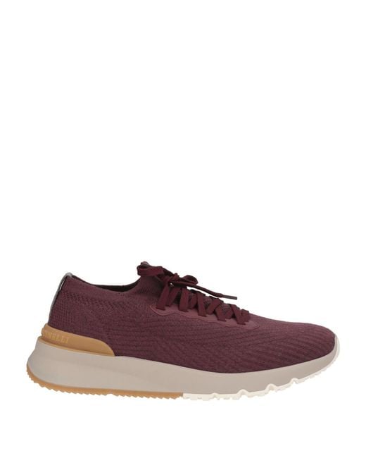 Brunello Cucinelli Brown Burgundy Sneakers Textile Fibers for men