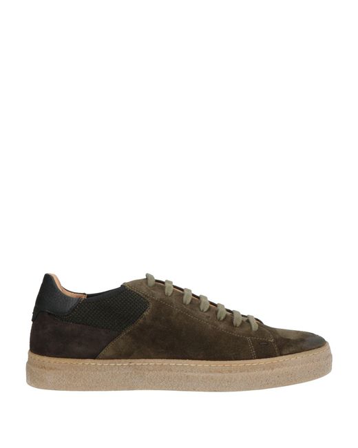Fabiano Ricci Brown Military Sneakers Leather, Textile Fibers for men