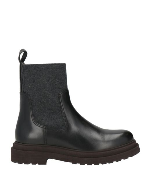 Brunello Cucinelli Black Ankle Boots Leather
