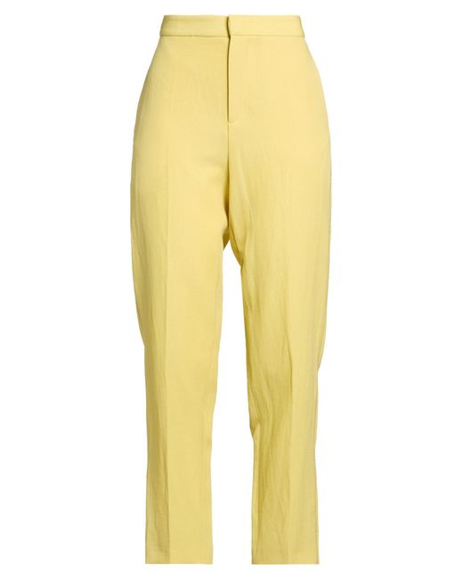 Fabiana Filippi Yellow Pants Virgin Wool, Linen, Viscose, Ecobrass