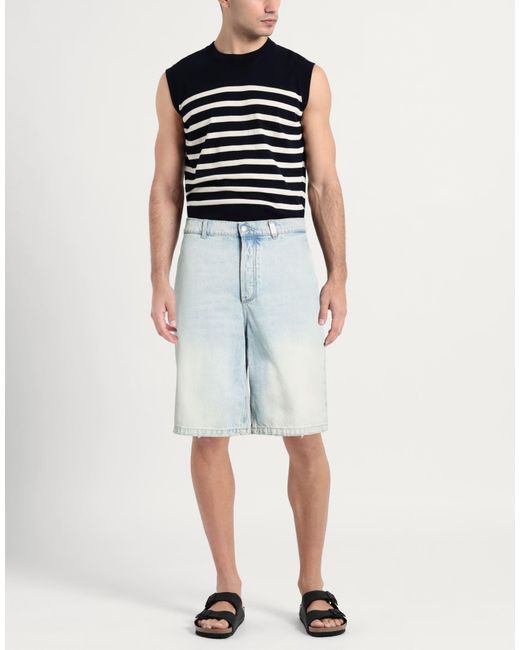 McQueen Blue Denim Shorts Cotton for men