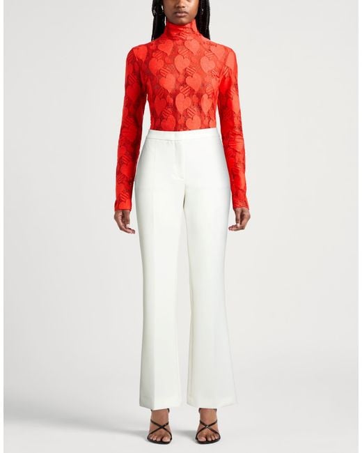Moschino White Couture Ivory Pants Polyester, Elastane