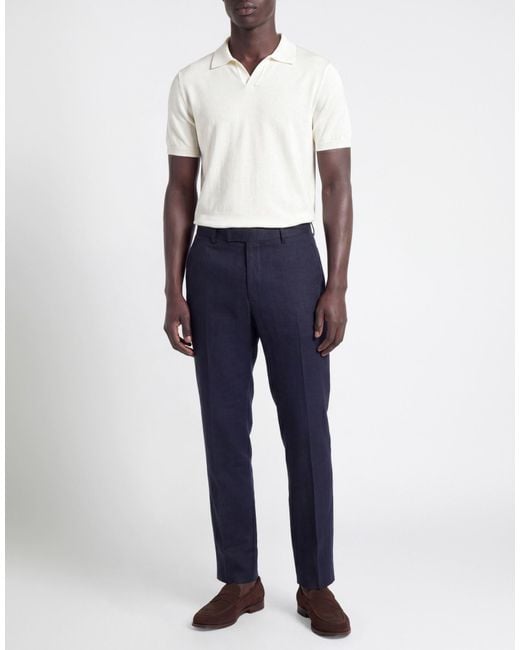 Corneliani Blue Midnight Pants Linen, Virgin Wool, Mohair Wool for men