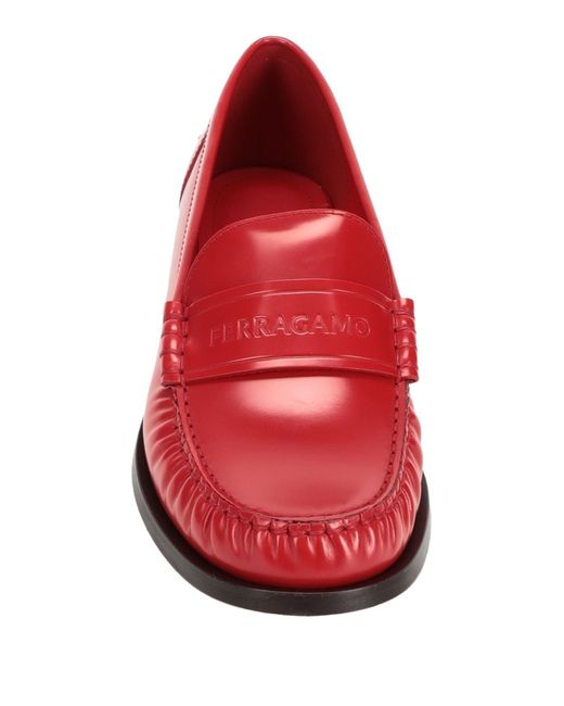 Ferragamo Red Loafers Calfskin