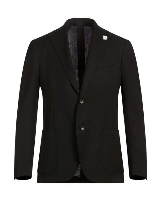 Lardini Black Blazer Polyester, Wool, Elastane for men