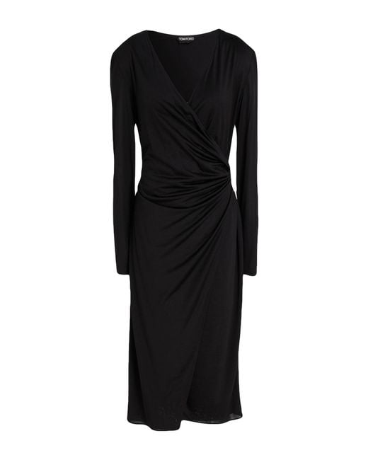 Tom Ford Black Midi Dress Silk, Polyamide, Elastane, Polyester