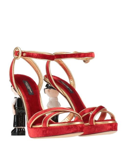 Dolce & Gabbana Red Sandals Textile Fibers