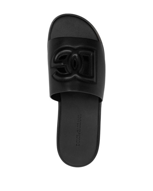 Sandalias con logo en relieve Dolce & Gabbana de hombre de color Black