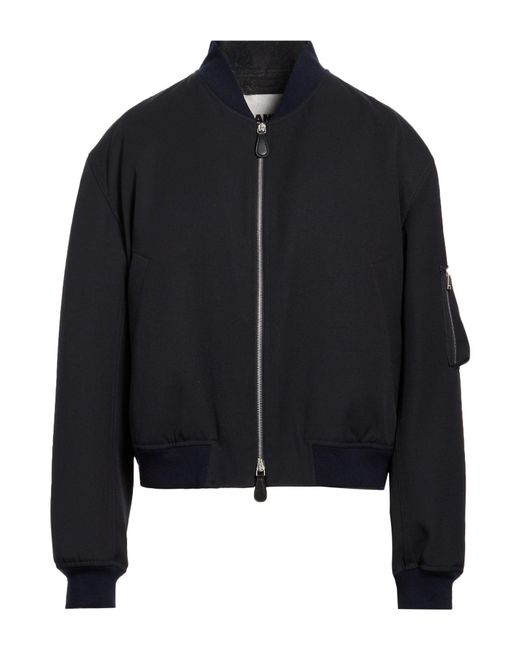Jil Sander Black Jacket Wool, Ovine Leather for men