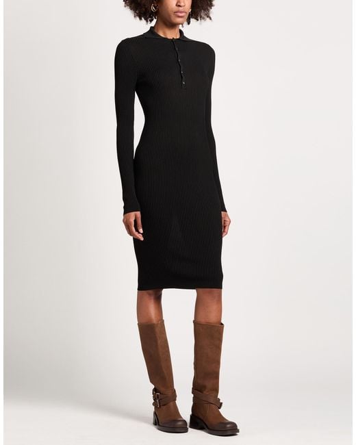 DSquared² Black Midi Dress Viscose, Nylon
