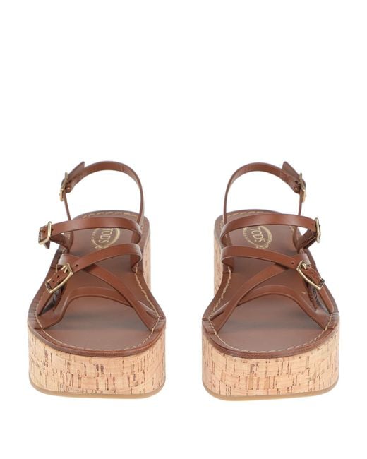 Tod's Brown Tan Sandals Leather