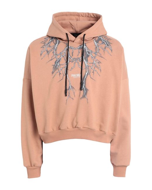 PHOBIA ARCHIVE Pink Terracotta Crop Hoodie With Lightning Camel Sweatshirt Cotton for men