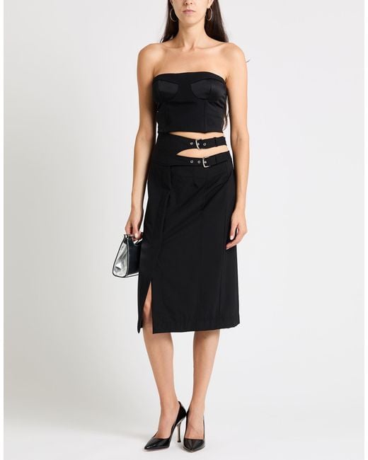 Alberta Ferretti Black Midi Skirt Virgin Wool, Elastane