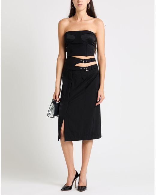 Alberta Ferretti Black Midi Skirt Virgin Wool, Elastane