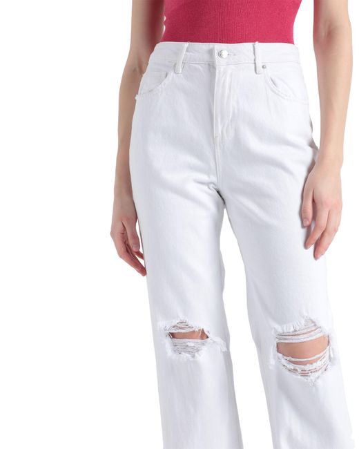 Vero Moda Denim Trousers in White | Lyst