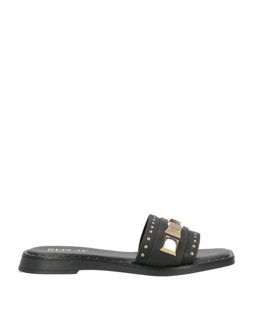 Replay Black Sandals Textile Fibers