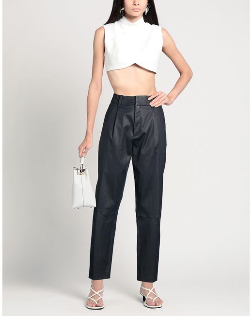 Enes Blue Pants Lambskin, Elastane