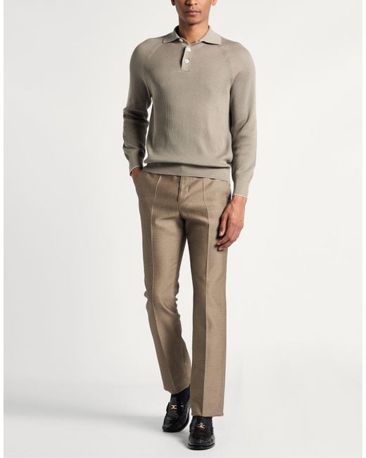 Brunello Cucinelli Gray Khaki Sweater Cotton for men