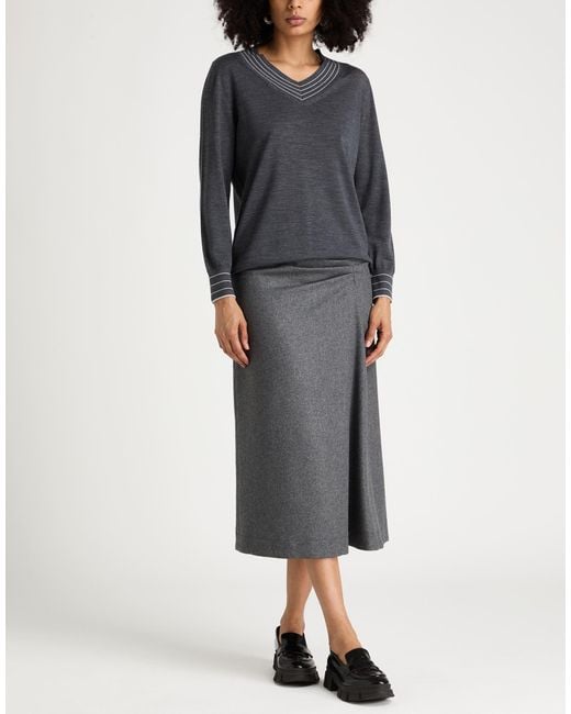 Gran Sasso Gray Charcoal Sweater Virgin Wool