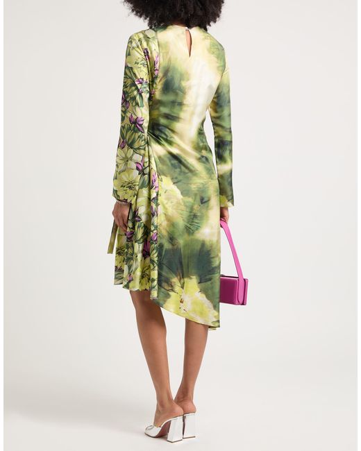 MSGM Green Midi Dress Silk
