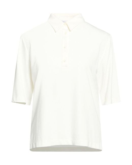RUE DU BAC White Ivory Polo Shirt Viscose, Polyamide, Elastane