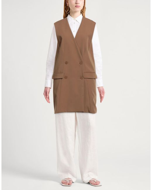 ViCOLO Brown Camel Blazer Polyester, Viscose, Elastane