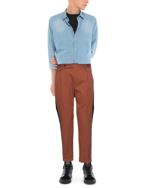 People Brown Pants Cotton, Elastane for men