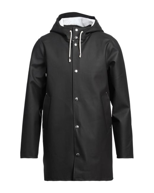 Stutterheim Black Overcoat & Trench Coat Cotton, Polyester, Pvc for men