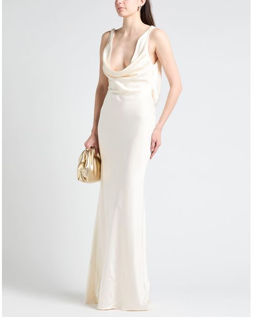GIUSEPPE DI MORABITO White Ivory Maxi Dress Acetate, Viscose, Elastane