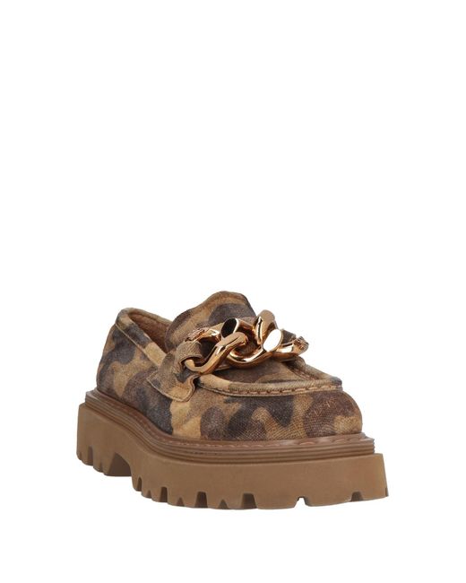 Casadei Brown Khaki Loafers Leather