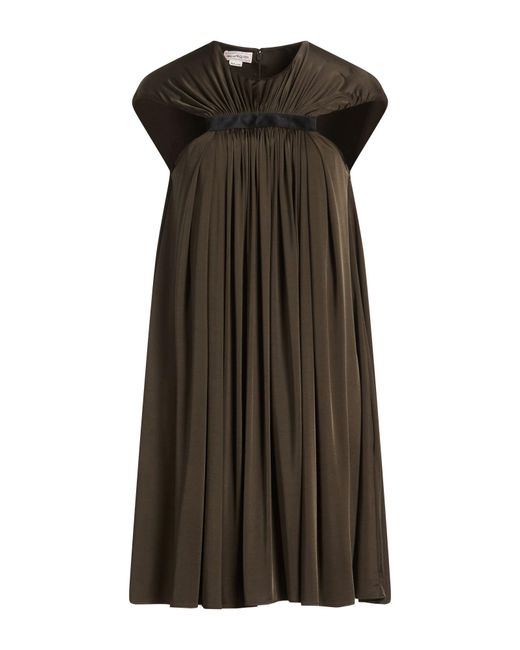 McQueen Brown Military Mini Dress Viscose, Elastane