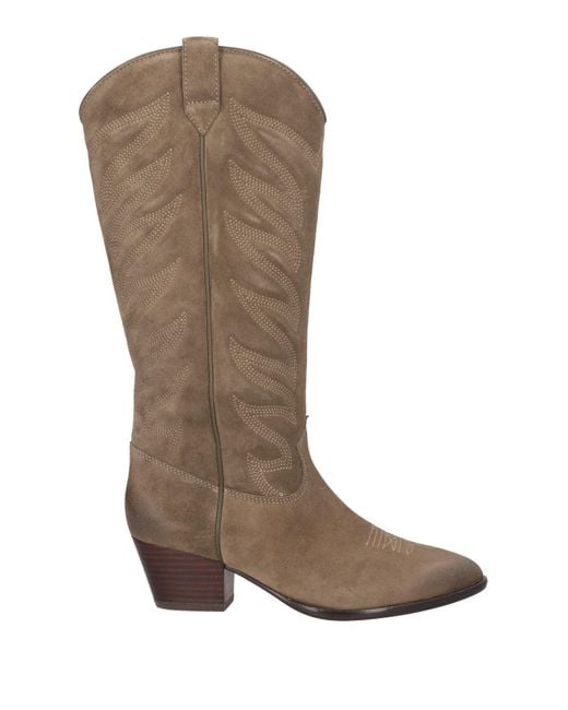 Ash Brown Khaki Boot Leather