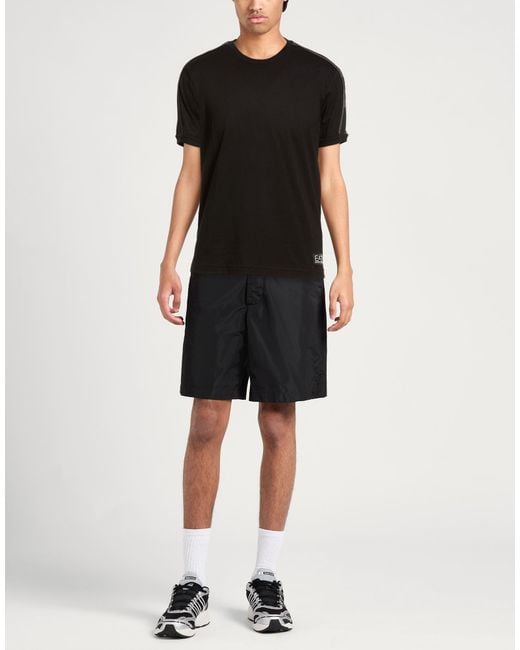 EA7 Black T-Shirt Polyester, Polyamide, Elastane for men