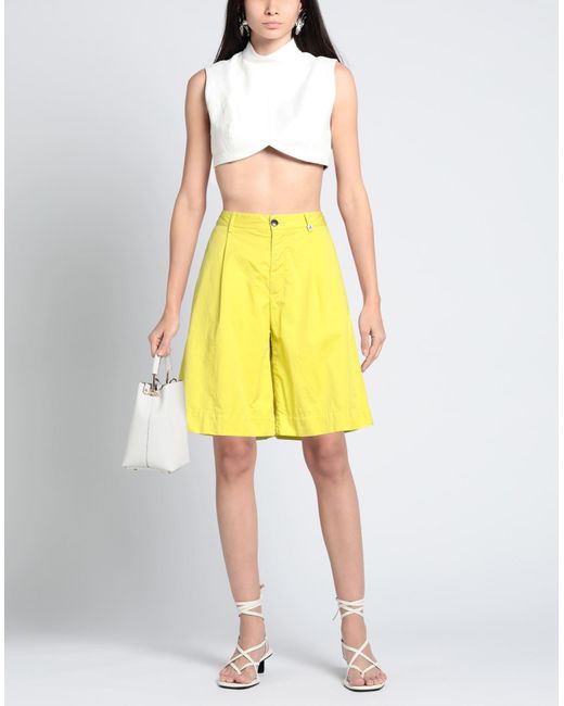 Myths Yellow Shorts & Bermuda Shorts Cotton, Elastane