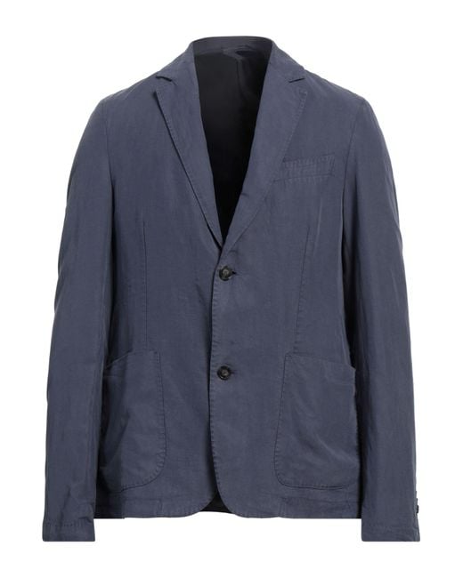 Officine Generale Blue Blazer Lyocell, Linen, Cotton for men