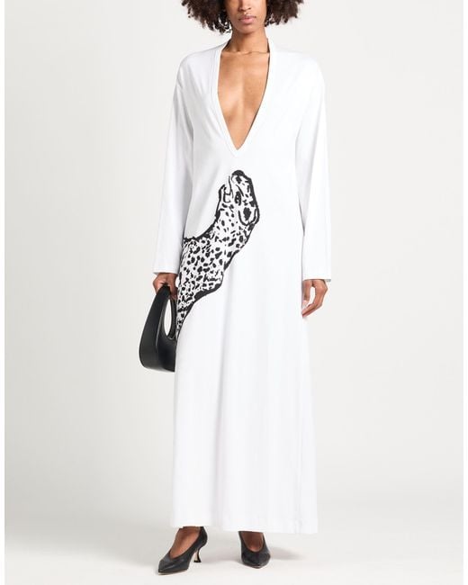 Ferragamo White Maxi Dress Cotton