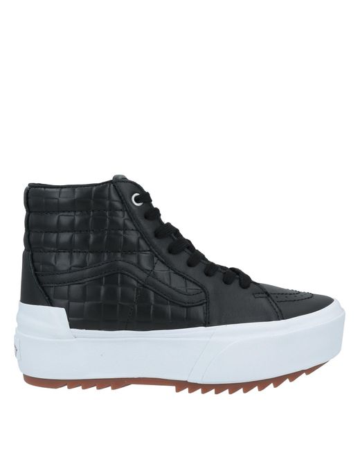 Vans Leather Trainers in Black - Lyst