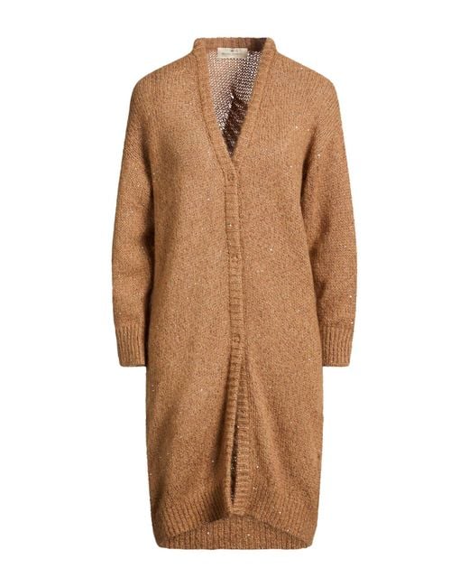 Bruno Manetti Brown Cardigan Polyester, Polyamide, Alpaca Wool, Metallic Fiber