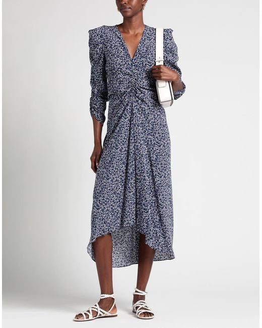 Isabel Marant Blue Floral Print Asymmetric Silk Dress