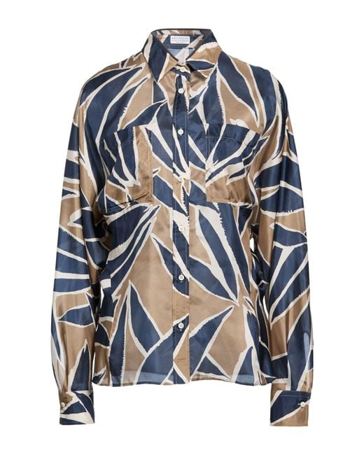 Brunello Cucinelli Blue Shirt Silk, Brass