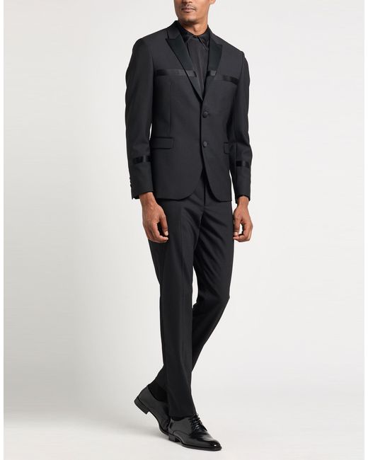 Neil Barrett Black Suit Polyester, Virgin Wool, Elastane for men