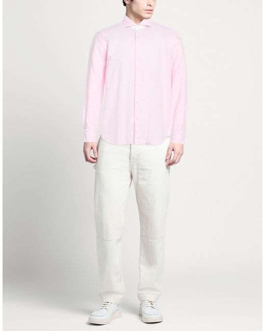 Ghirardelli Pink Washed Shirt Cotton, Linen for men