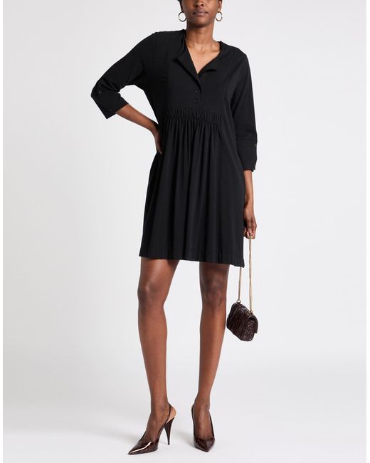 Alpha Studio Black Mini Dress Cotton, Elastane