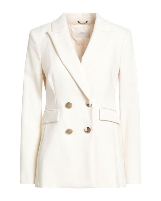 Anna Molinari White Ivory Blazer Cotton, Polyamide, Elastane