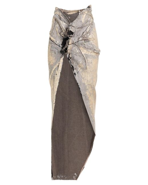 Rick Owens Metallic Maxi Skirt Cotton, Elastomultiester, Rubber