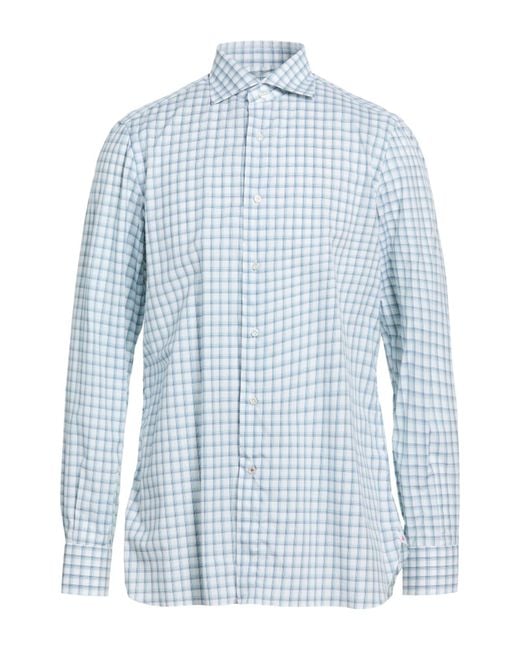 Isaia Blue Shirt Cotton for men